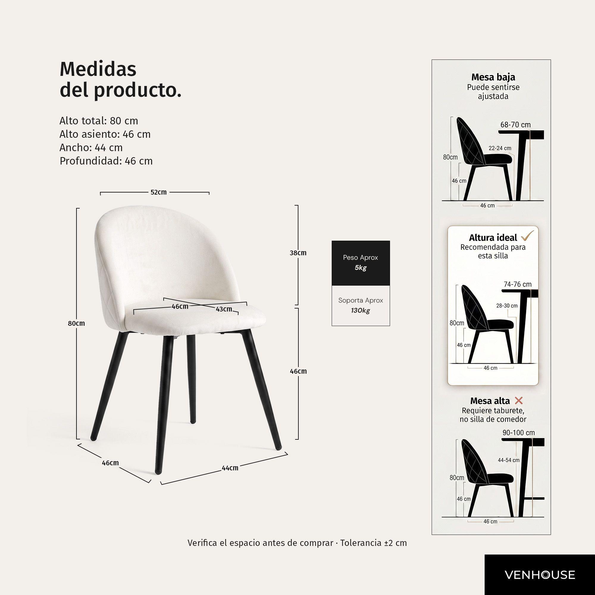 Pack 4 Sillas de Comedor Tapizadas Acolchadas Metal Modernas Sora Felpa Beige-3