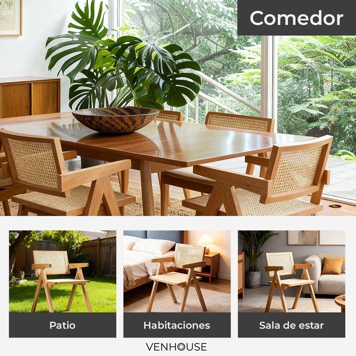 Silla O Sitial Chandigarh Ratán Madera Para Comedor-4