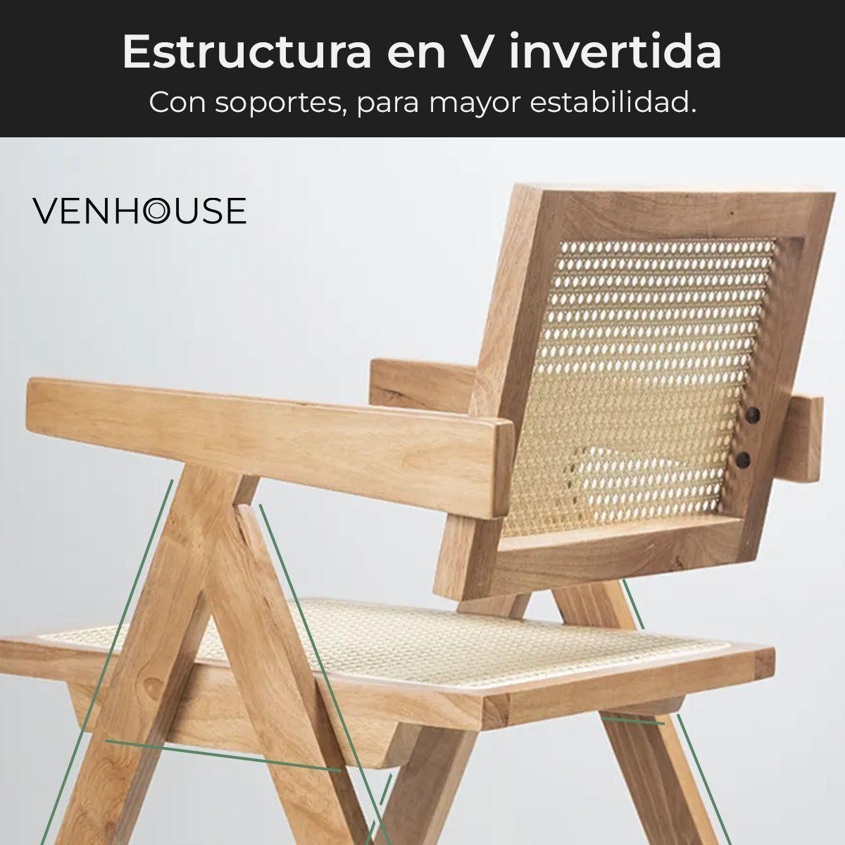 Silla O Sitial Chandigarh Ratán Madera Para Comedor-5