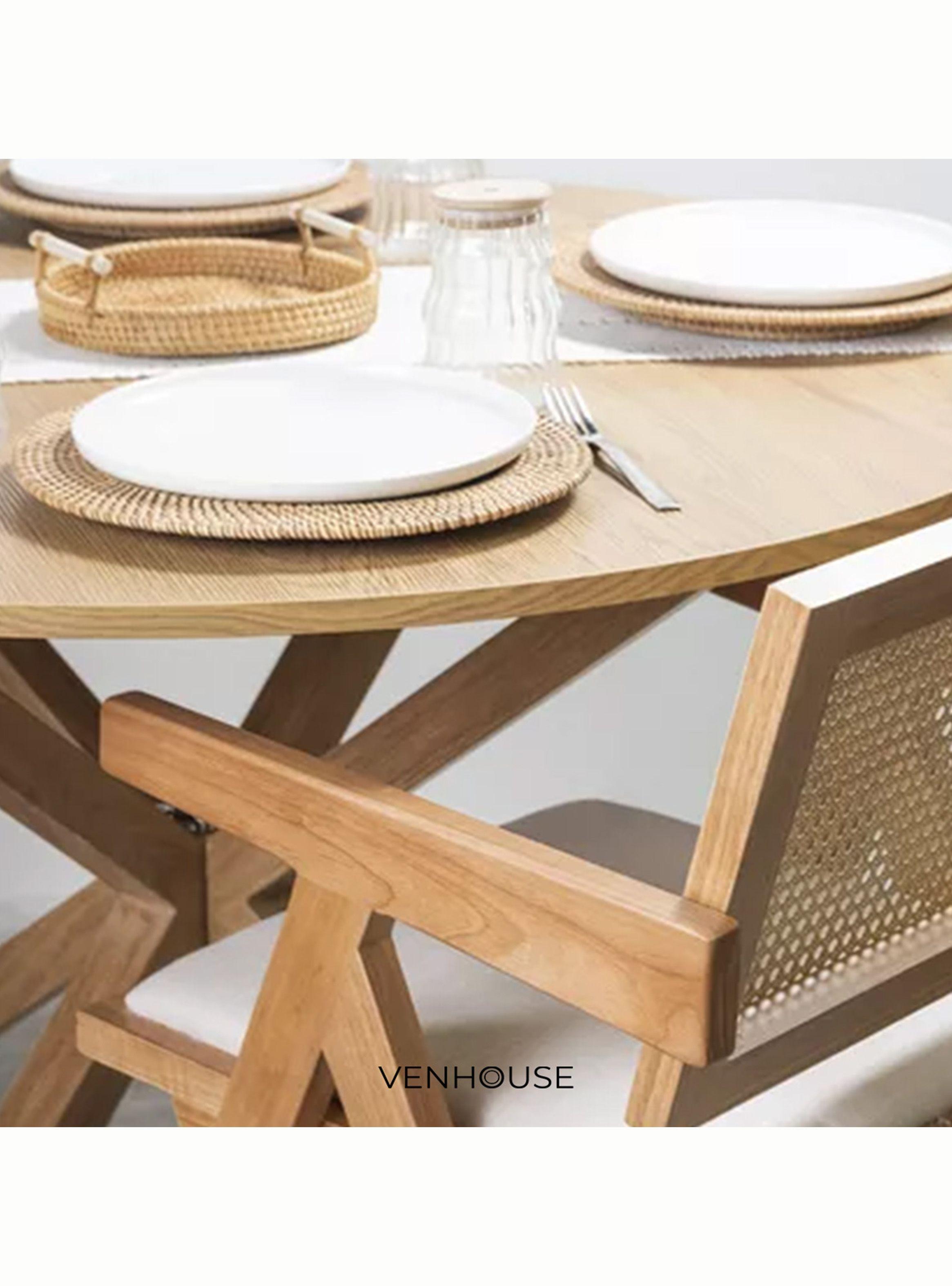 Pack 4 Silla Comedor Chandigarh Madera Natural Cojín Lino Venhoouse-5