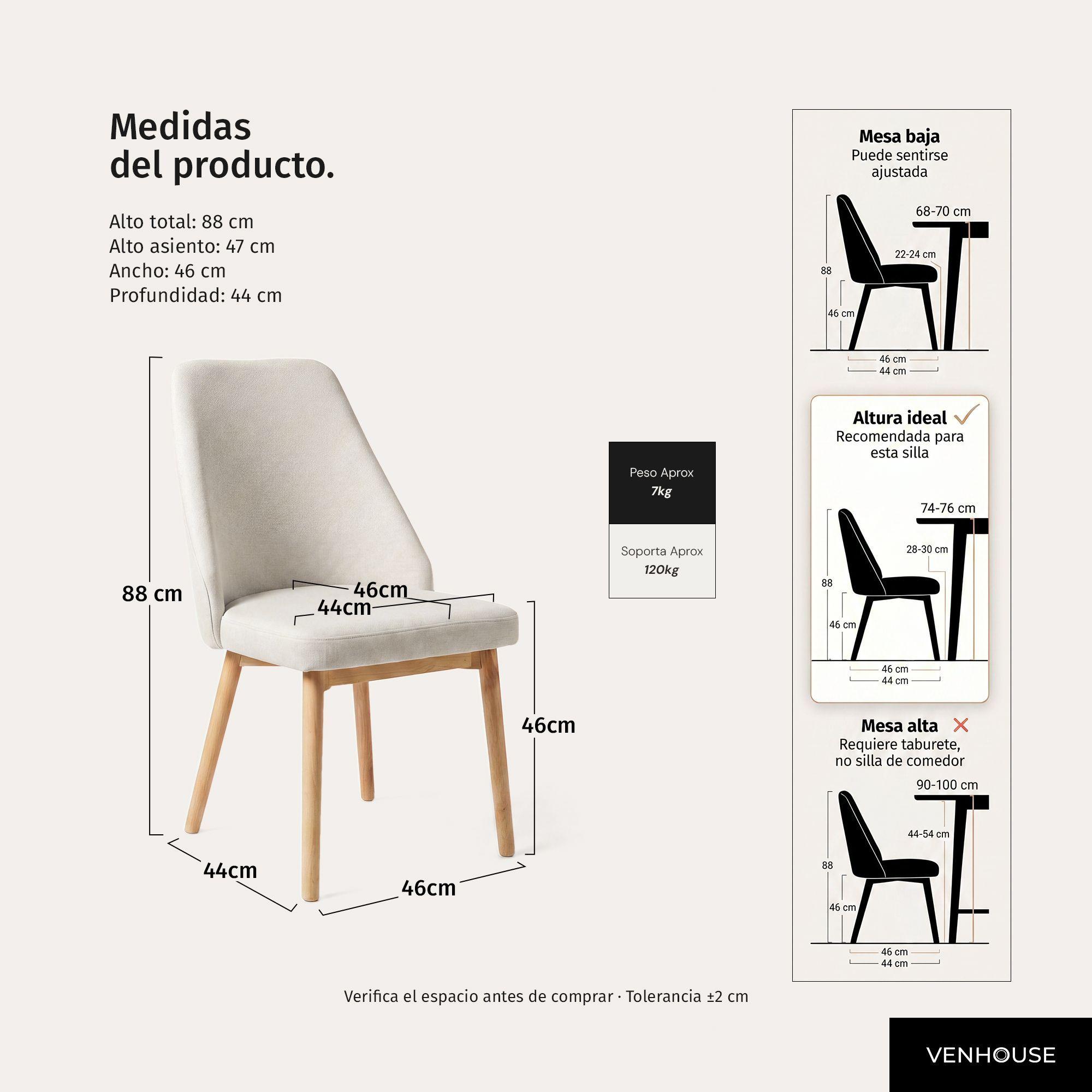 Pack 4 Sillas Comedor Lena Madera Asiento Acolchado Poliéster Beige-4