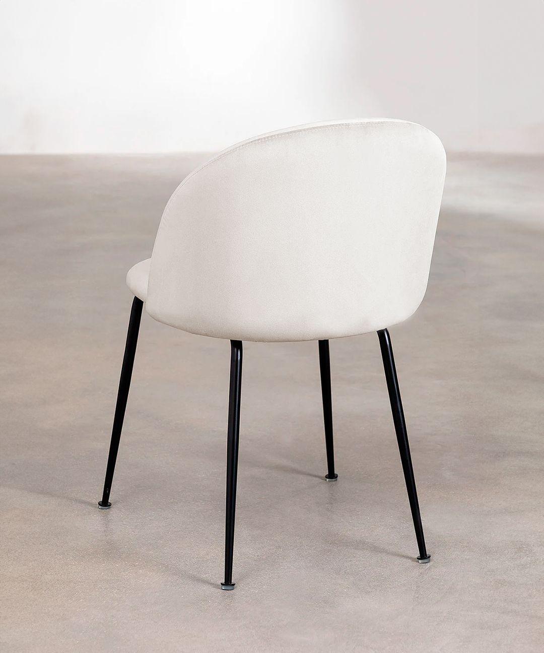 Pack 4 Sillas De Comedor Sora Tapiz Velvet Beige Patas Negras-4