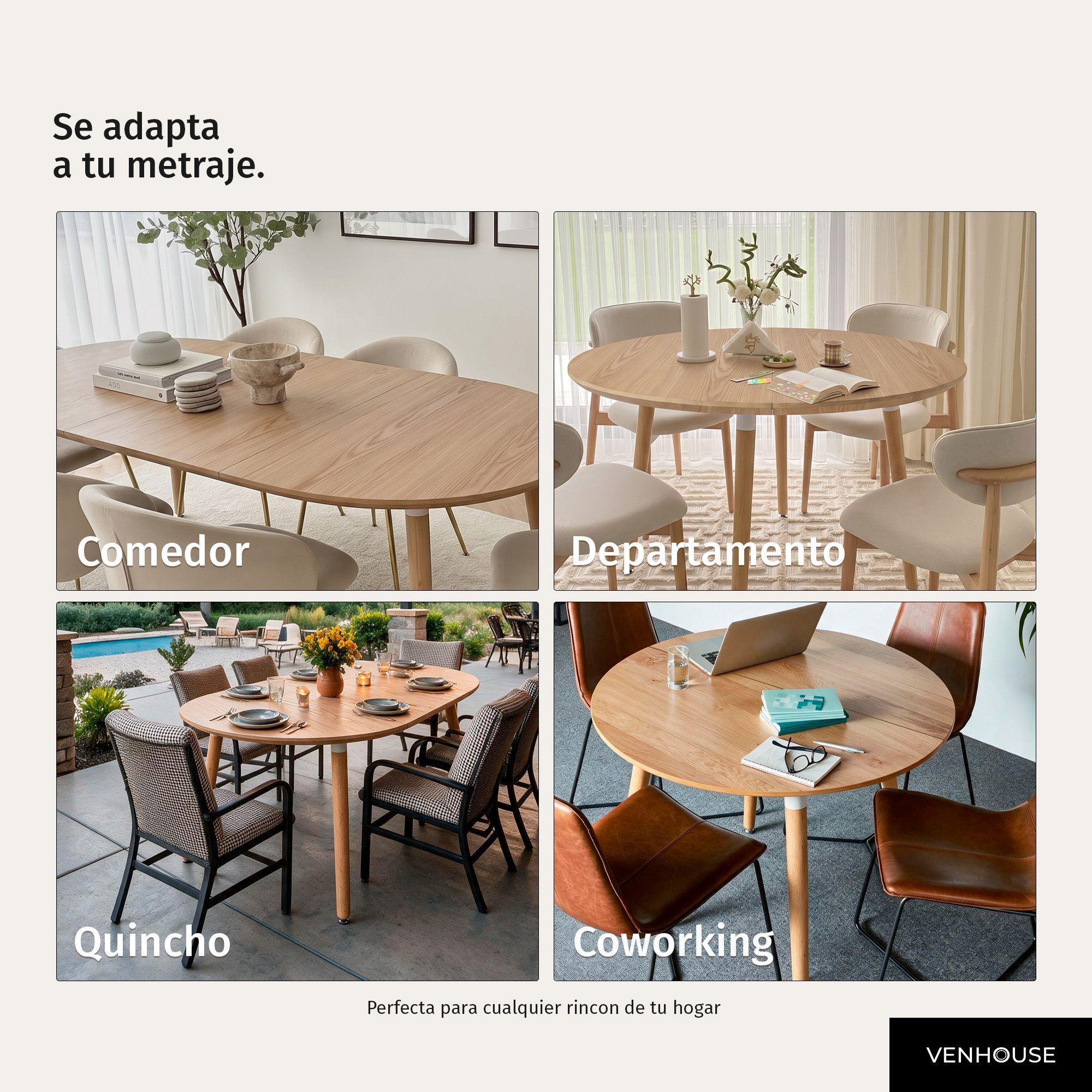 Mesa Comedor Cocina Living Extensible Madera Natural 100 a 180 cm Ronda-6