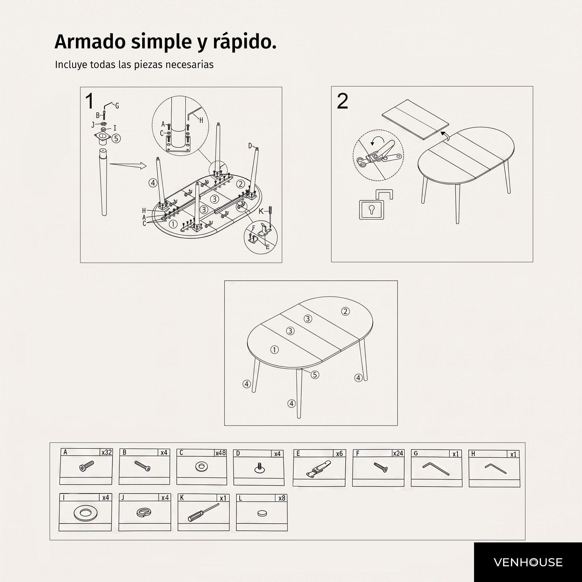 Mesa Comedor Cocina Living Extensible Madera Natural 100 a 180 cm Ronda-7