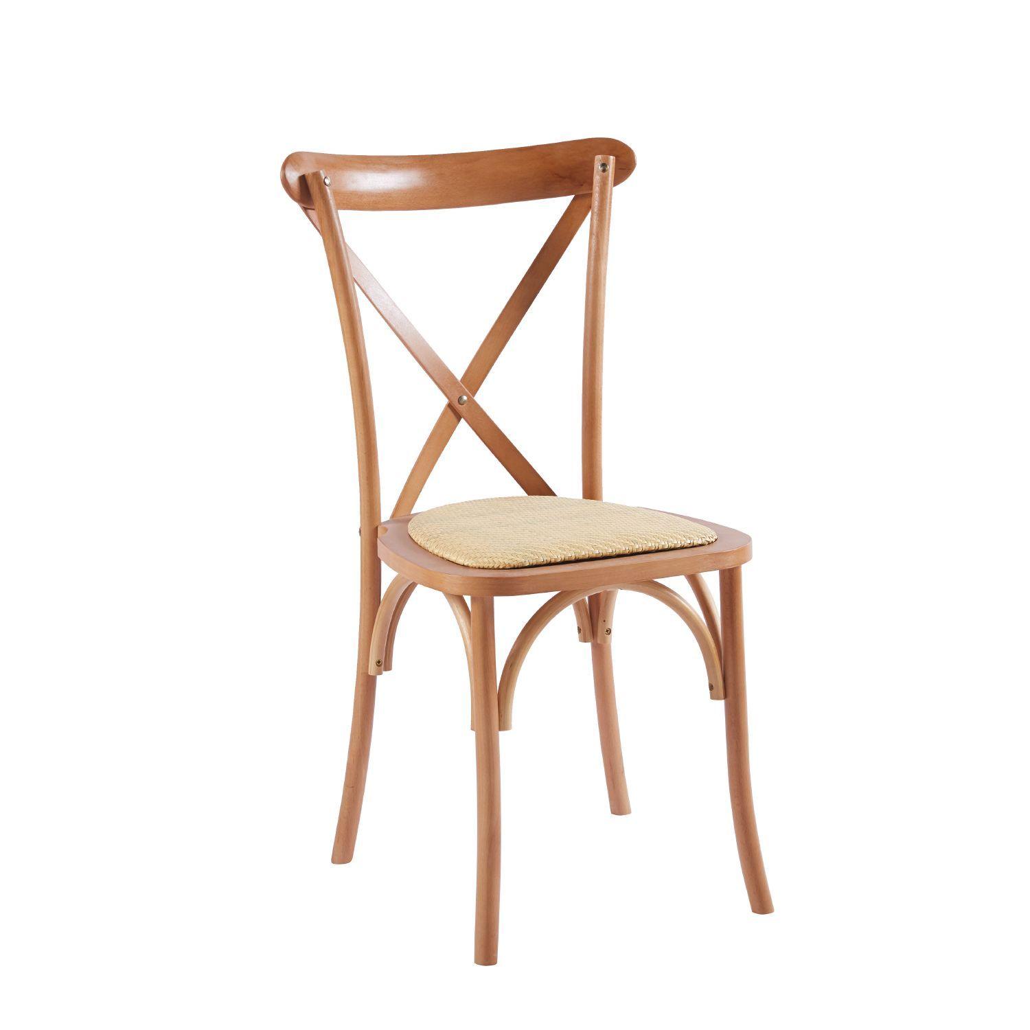 Pack 2 Sillas Crossback Madera Rattan Natural Venhoouse-1
