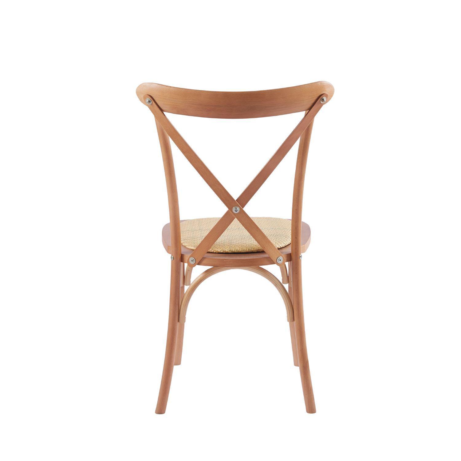 Pack 2 Sillas Crossback Madera Rattan Natural Venhoouse-3
