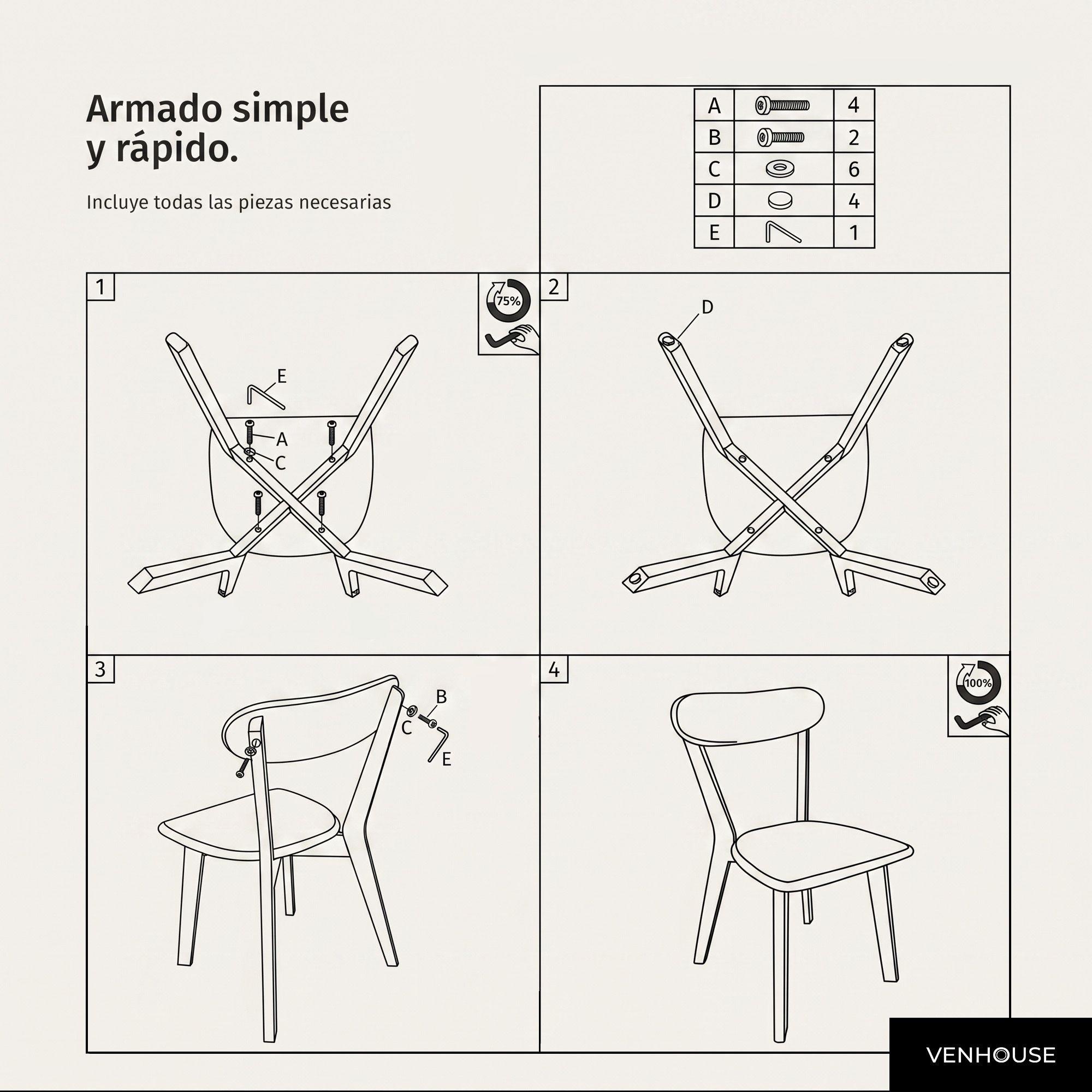Silla Para Comedor Cocina Madera Moderna Respaldo Curvo Fresno Negra-6