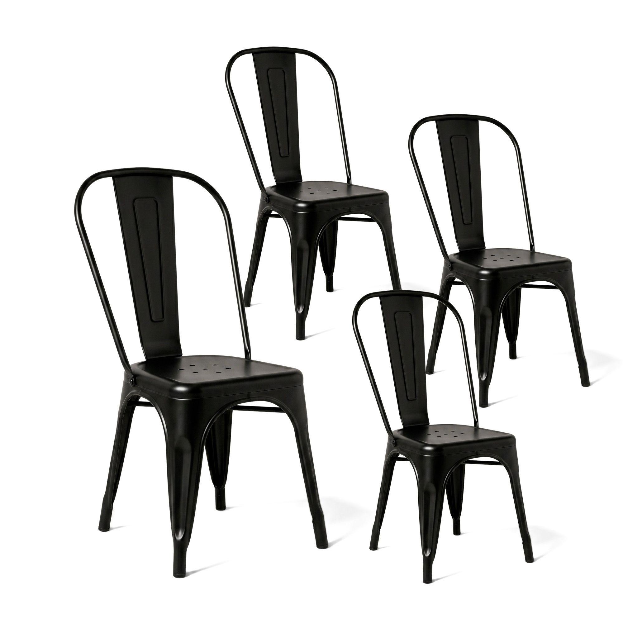 Pack 4 Sillas Comedor Terraza Restaurante Apilables Metal Industrial Tolix Negras-0