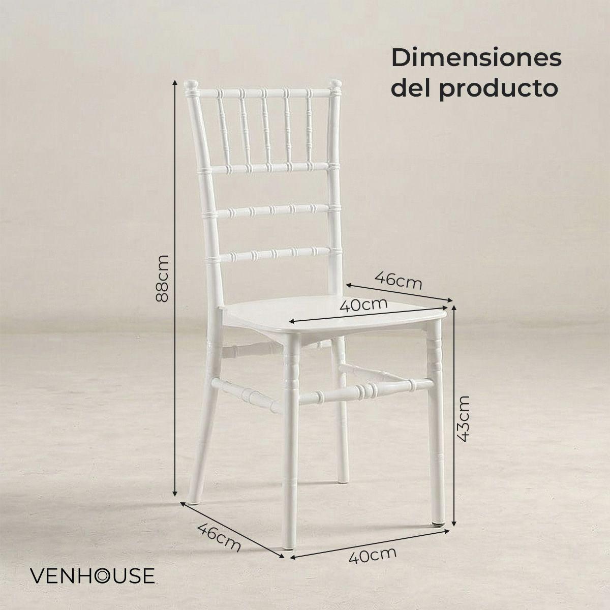 Pack 4 Sillas Chiavari para Comedor Eventos Apilable Polipropileno Blanca-3