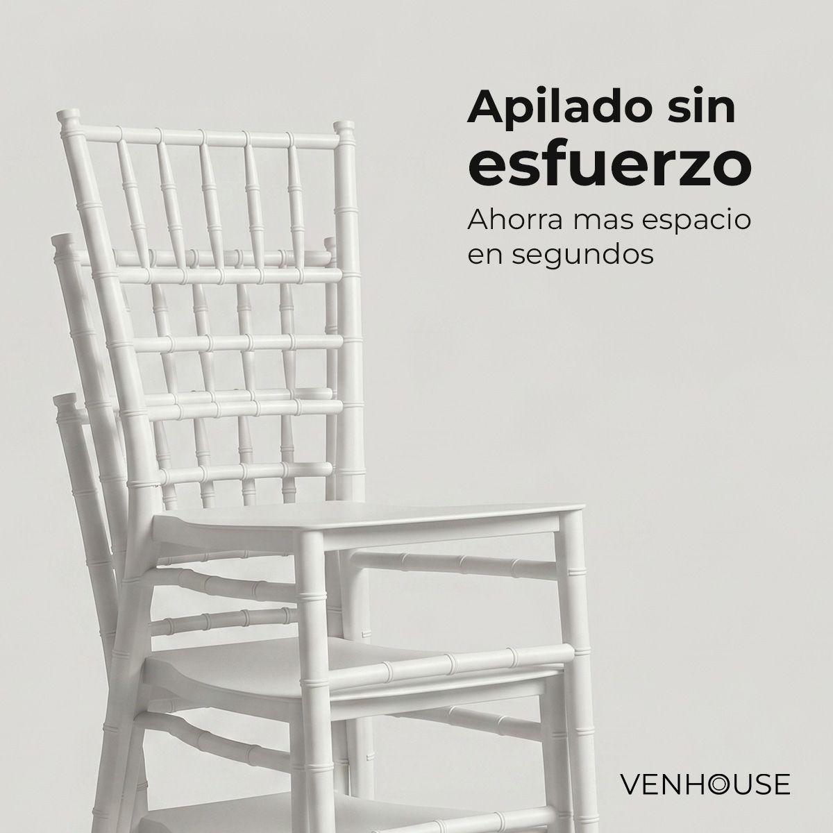 Pack 4 Sillas Comedor Eventos Apilable Polipropileno Blanca Chiavari -2