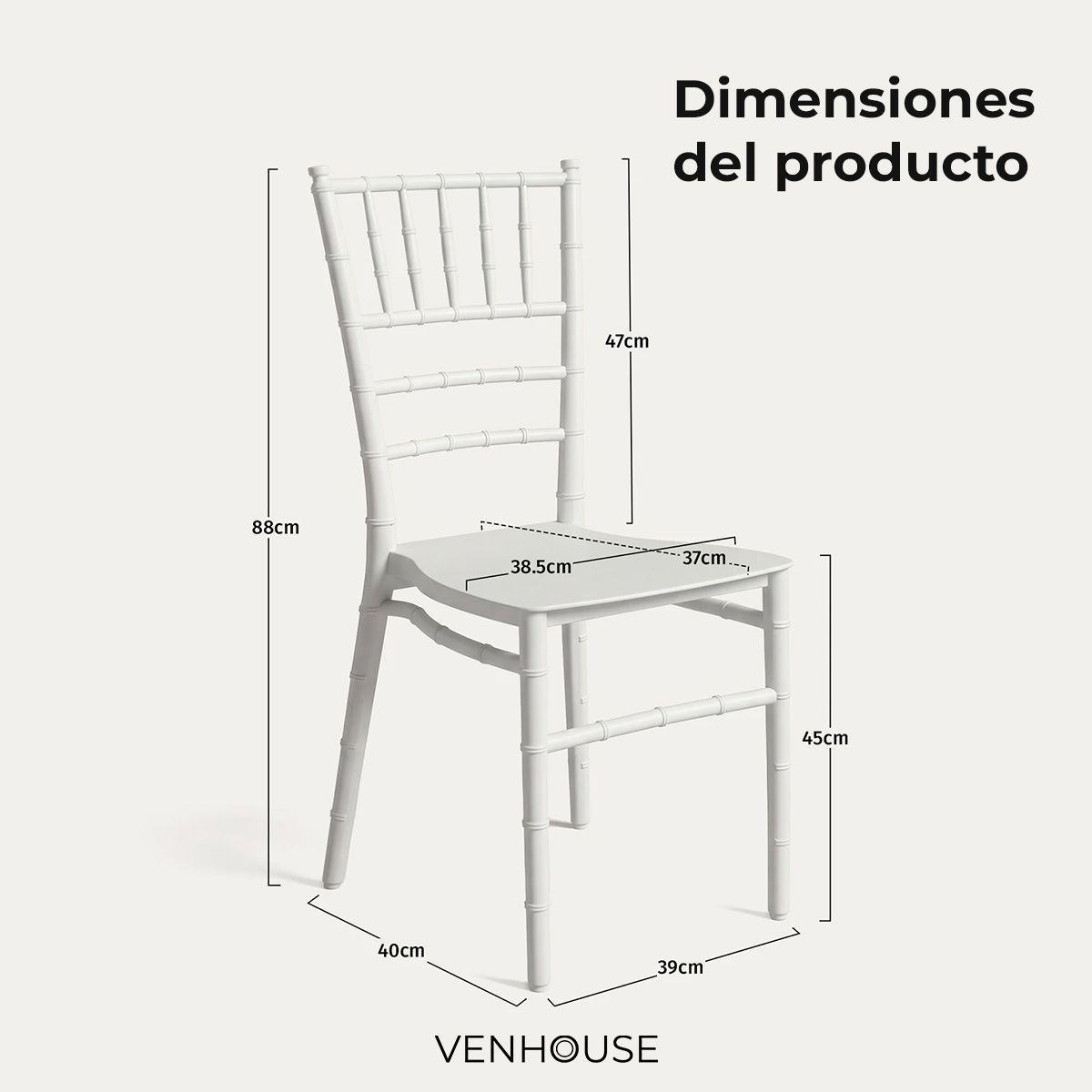 Pack 4 Sillas Comedor Eventos Apilable Polipropileno Blanca Chiavari -3