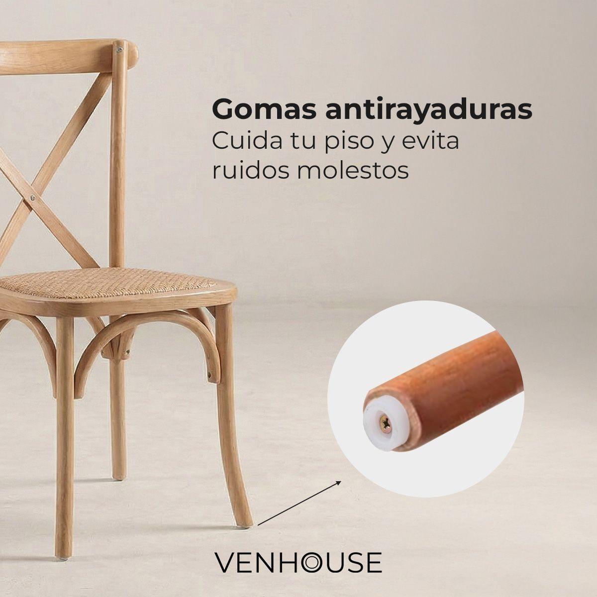 Silla Crossback De Madera Rattan Apilables Venhoouse-5