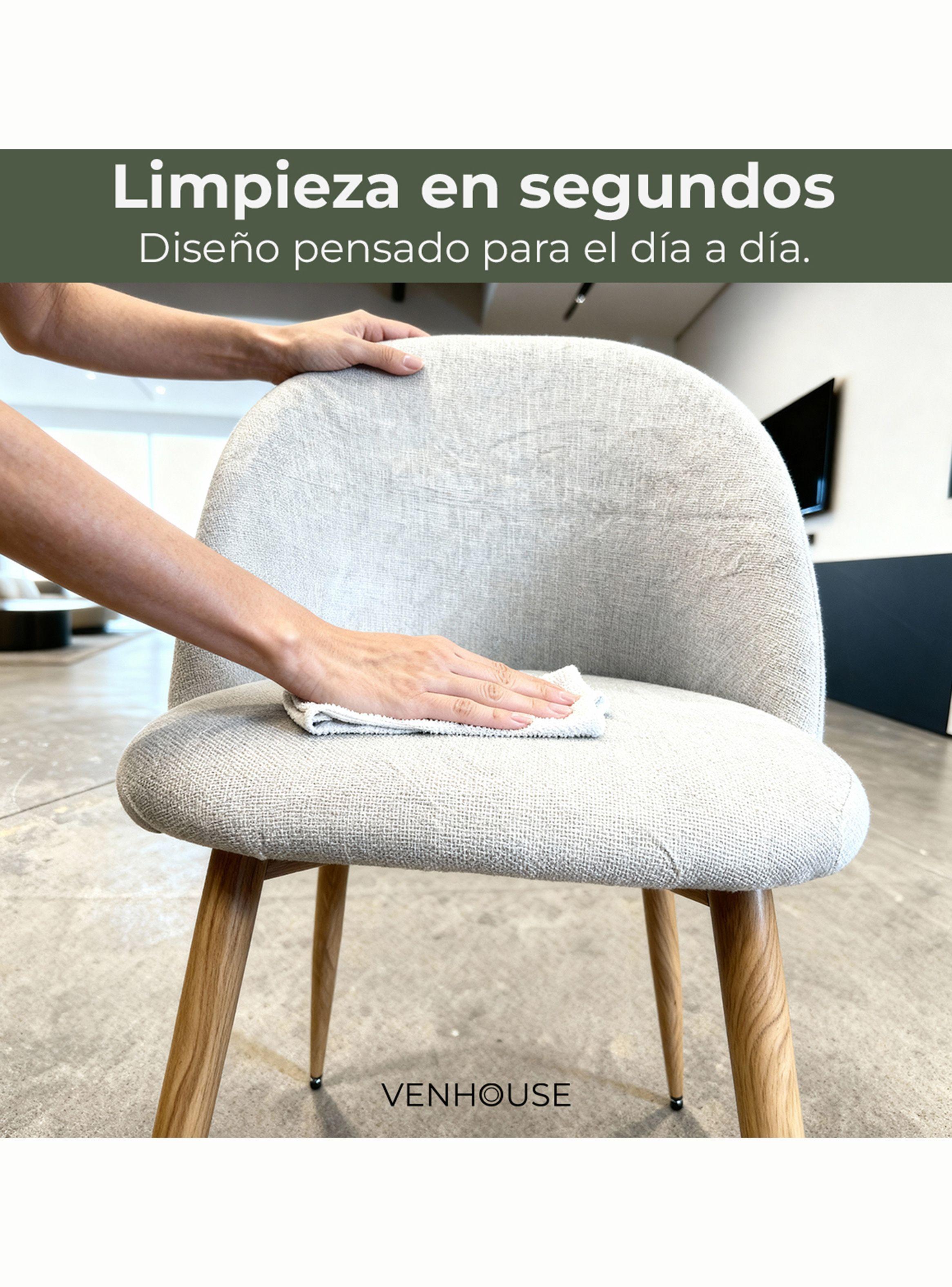 Pack 4 Sillas Comedor Moderna Acolchada Metal Sora Venhoouse Lino Gris-5