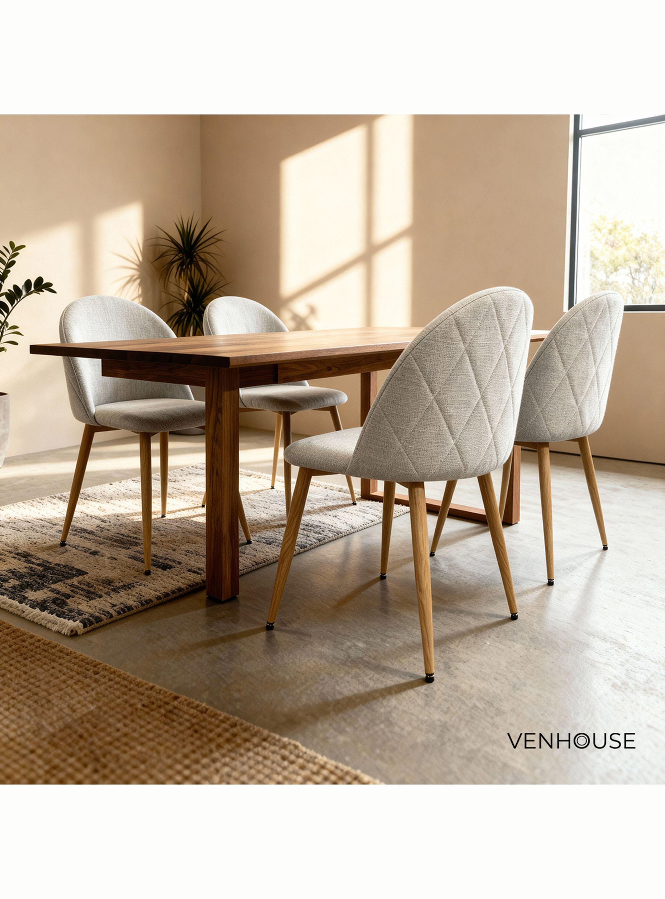 Pack 4 Sillas Comedor Moderna Acolchada Metal Sora Venhoouse Lino Gris-7