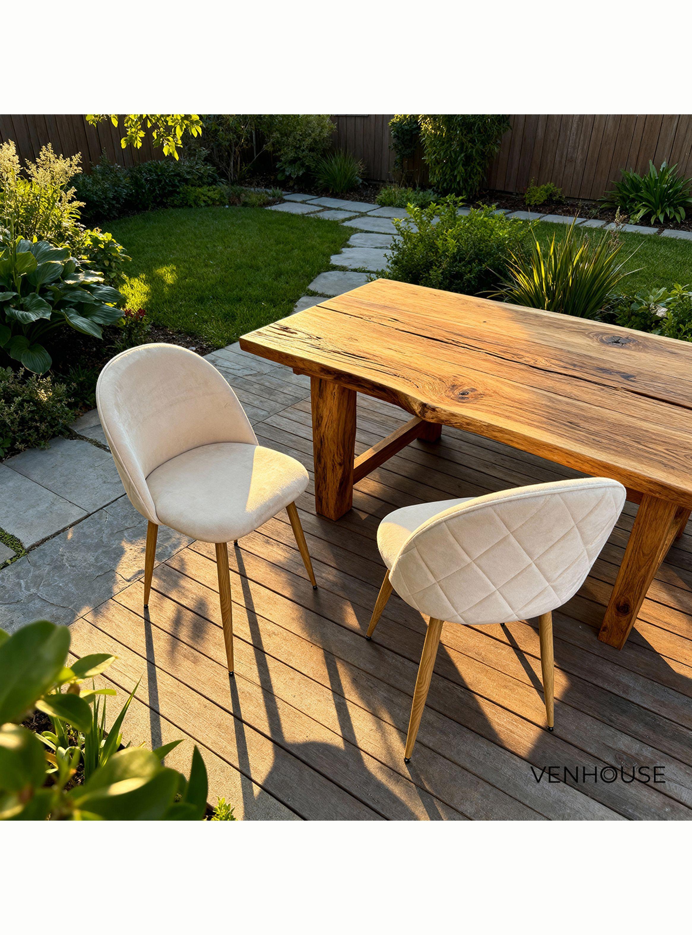 Silla Comedor Moderna Acolchada Metal Sora Venhoouse Felpa Beige-7