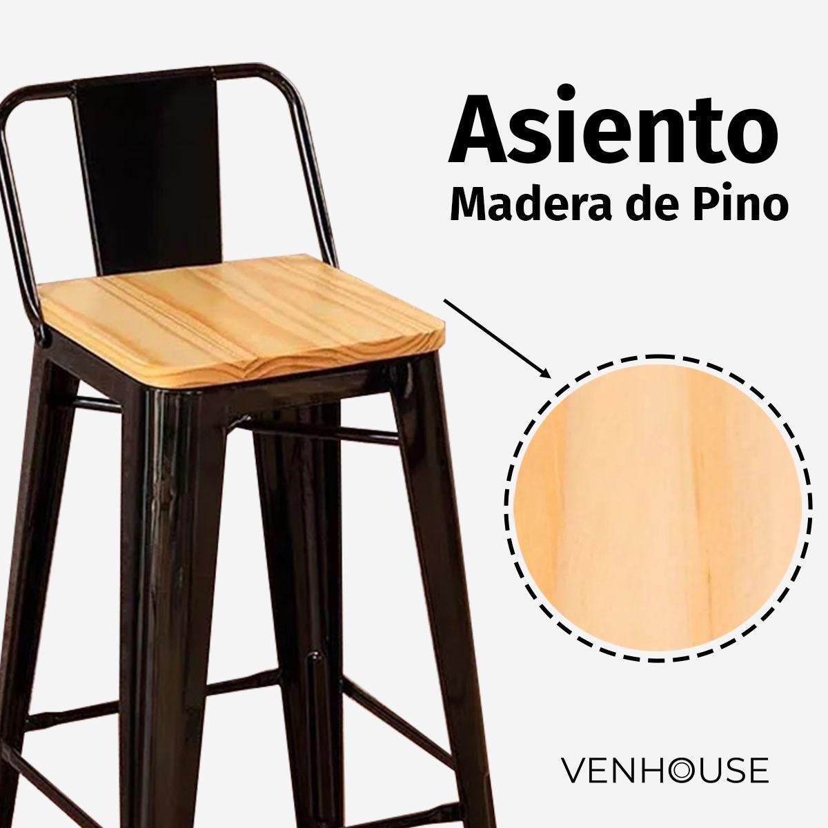 Set Mesa Lorven Madera Clara Altura Ajustable Diámetro 60cm con 2 Taburetes Tolix Madera Clara-5