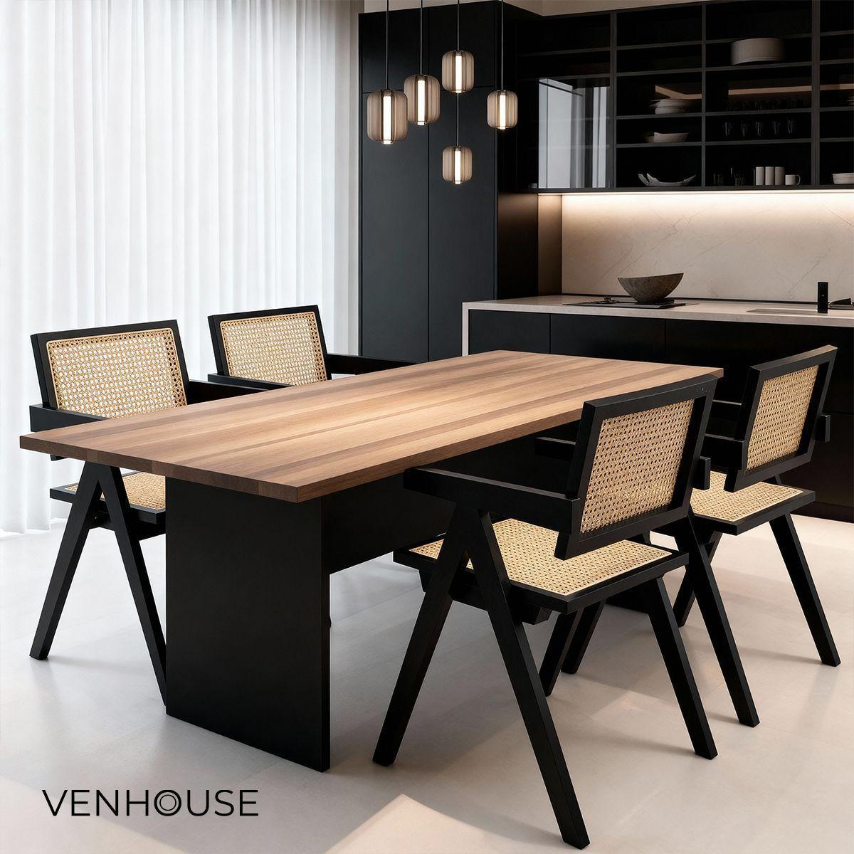 Silla O Sitial Chandigarh Ratán Madera Para Comedor Negra-7