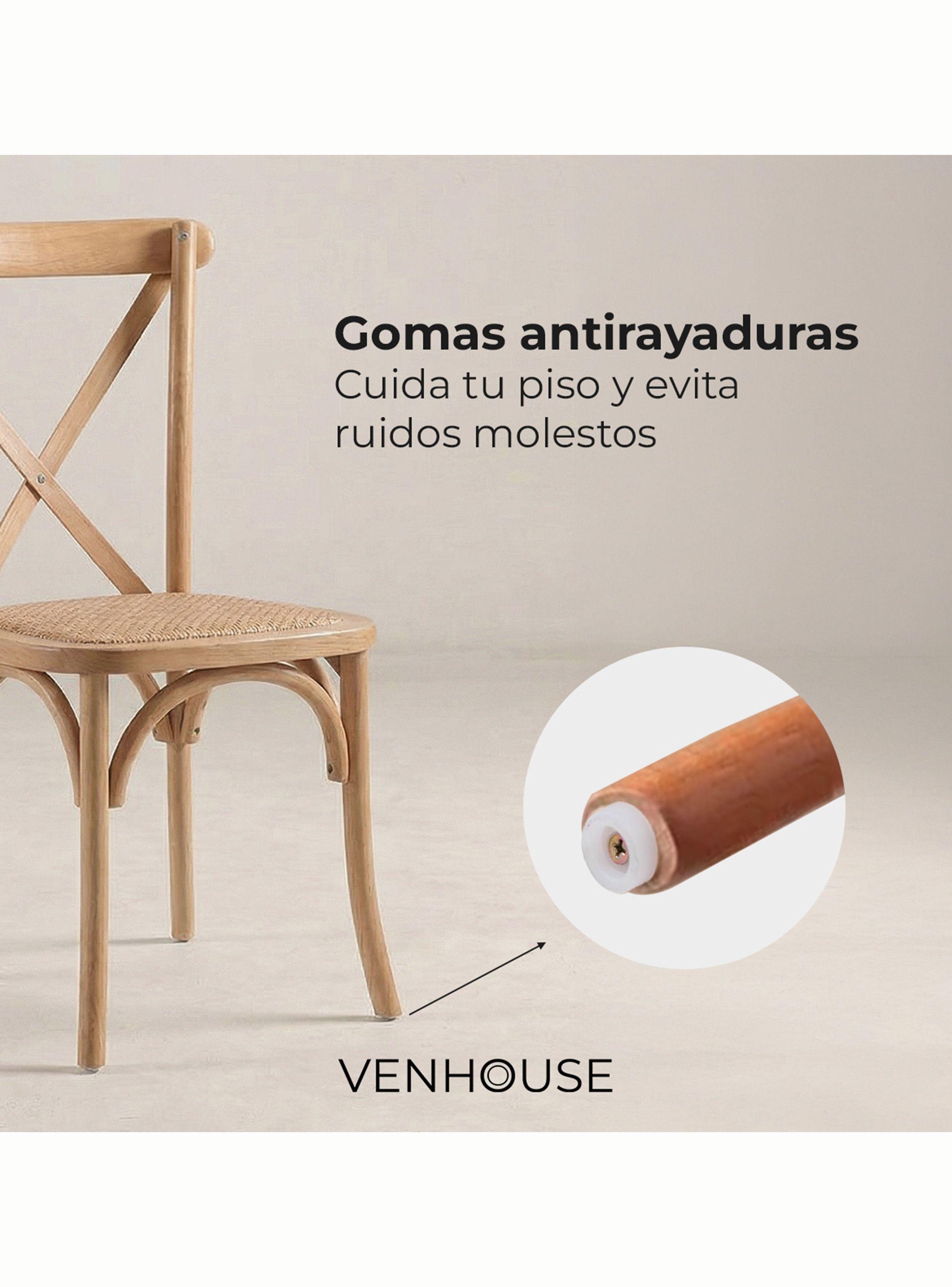 Pack 4 Sillas Comedor Madera Natural Rattan Apilables Crossback Venhoouse-5