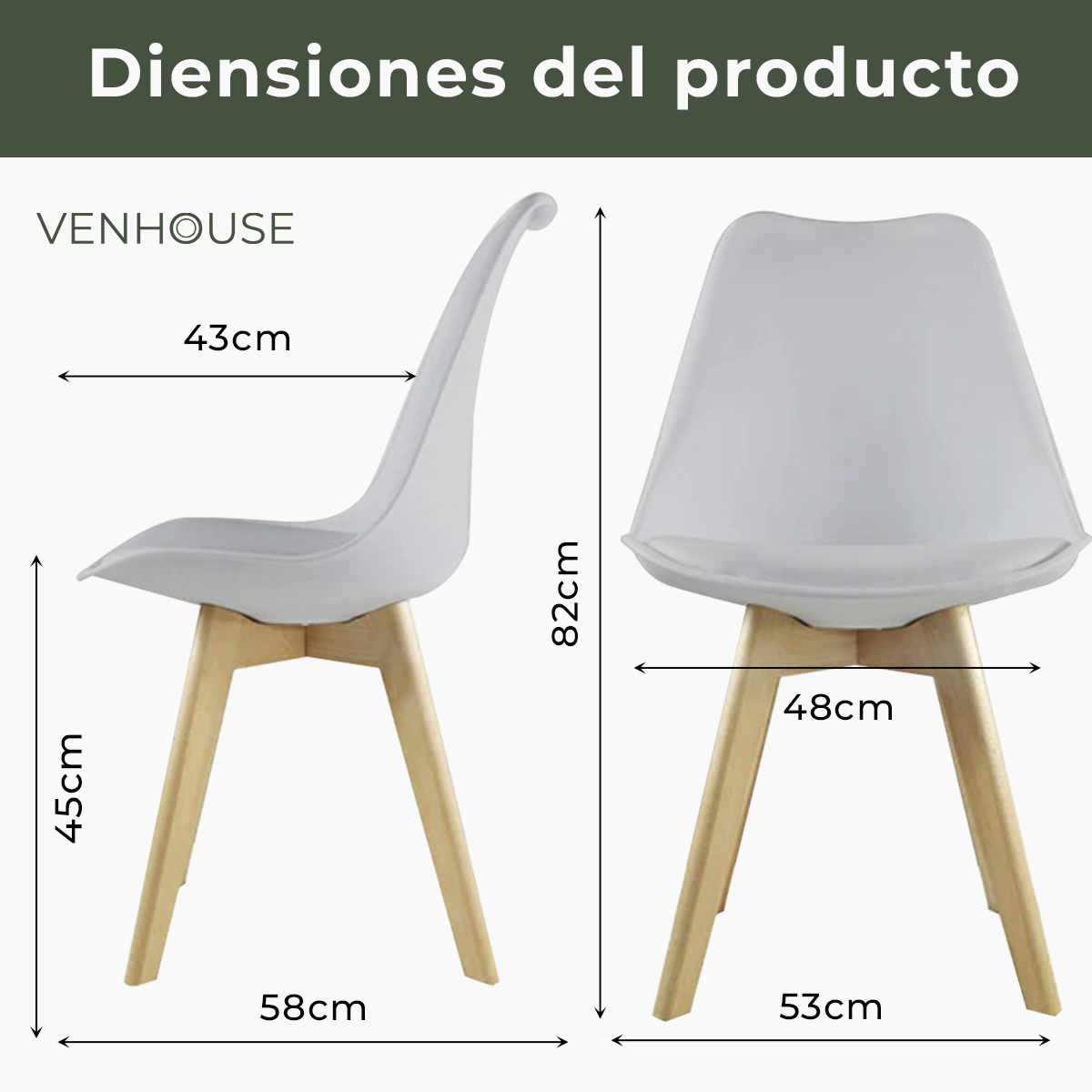 Pack 3 Sillas Eames Tulip Acolchadas Grises-4