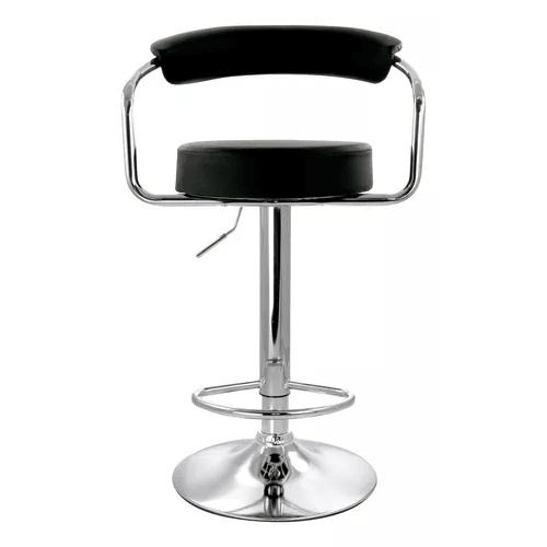 Taburete Piso Bar Altura Regulable Con Respaldo Negro-3