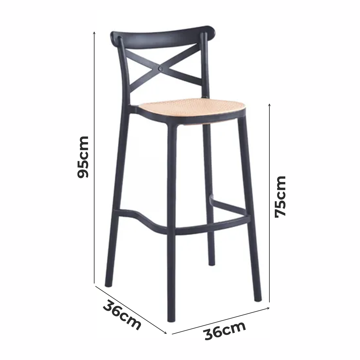 Pack 2 Taburetes Crossback Danubio 75cm Bar/terraza Apilable-4