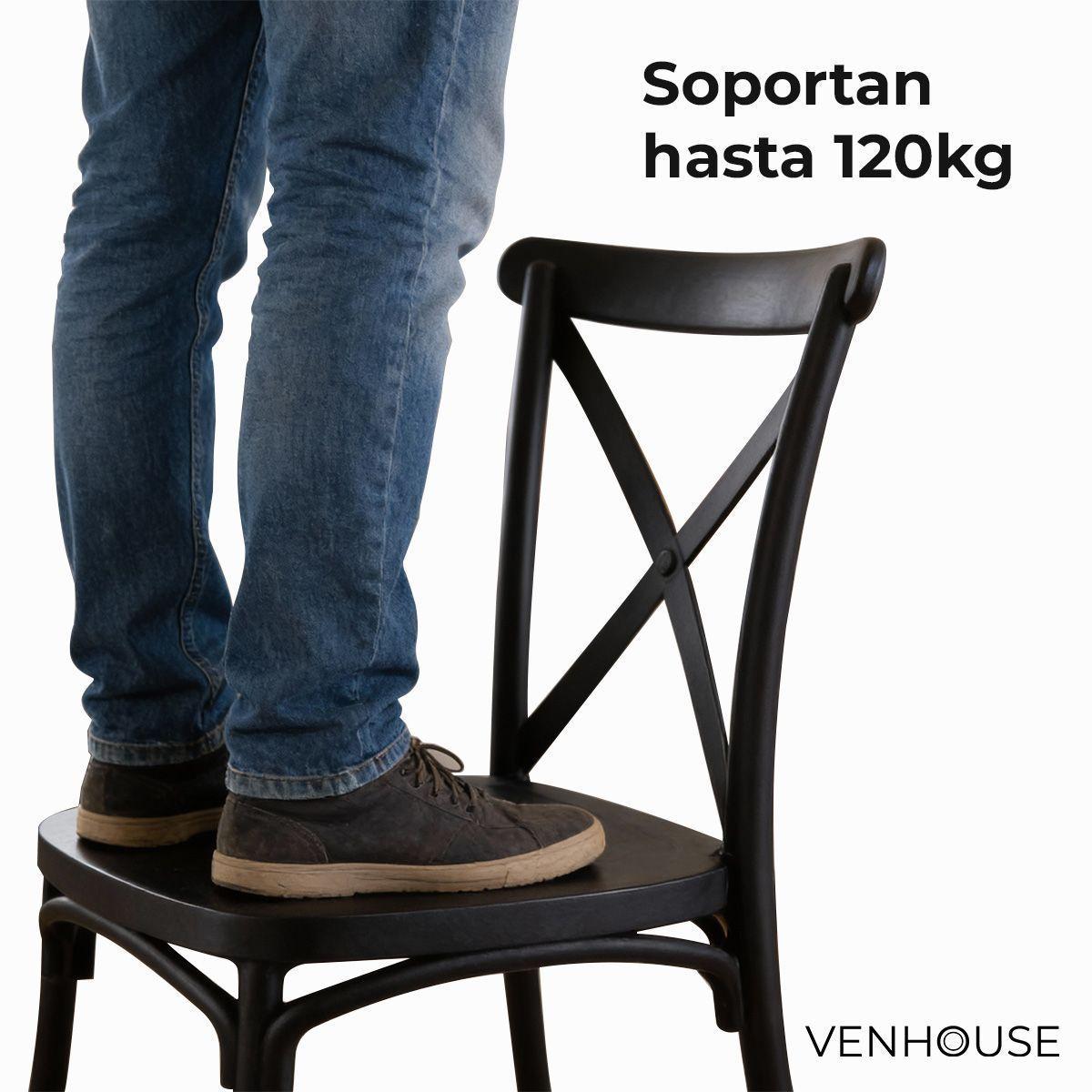 Pack 2 Sillas Crossback Para Comedor Apilables Polipropileno Negras-6