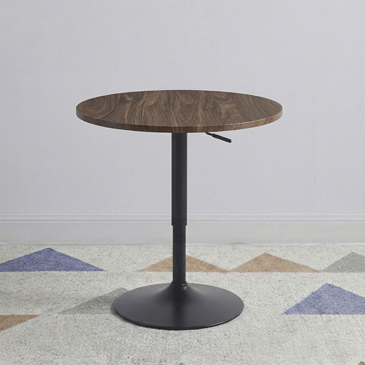 Mesa Bar Lorven Altura Ajustable Diámetro 60cm Comedor Madera Oscura-0
