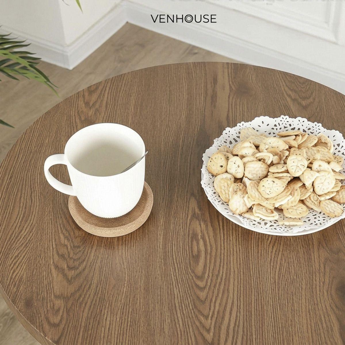 Mesa Bar Lorven Altura Ajustable Diámetro 60cm Comedor Madera Oscura-7