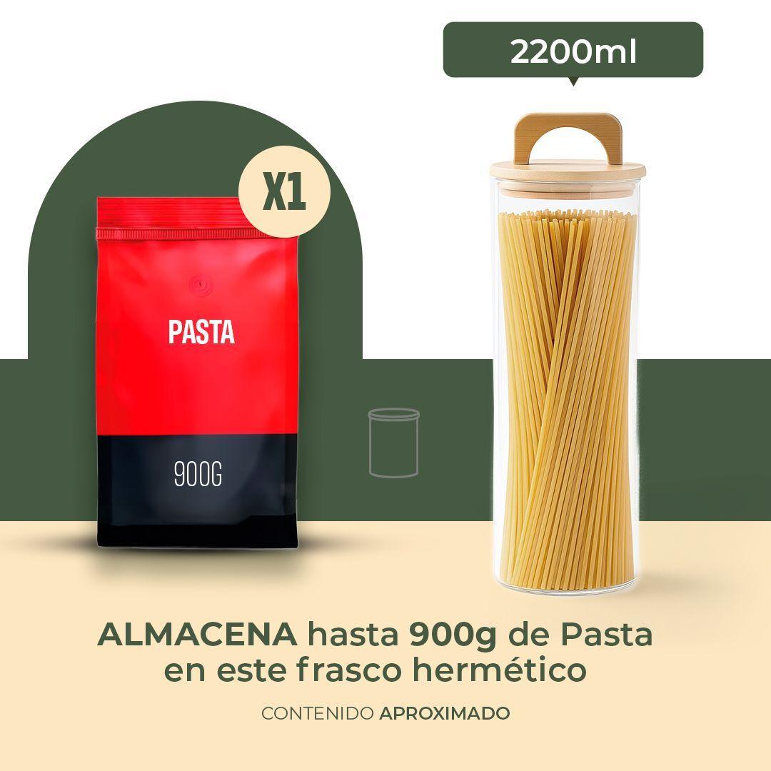 Frasco Contenedor Hermético Vidrio Tapa Asa Bambú 2200ml-2