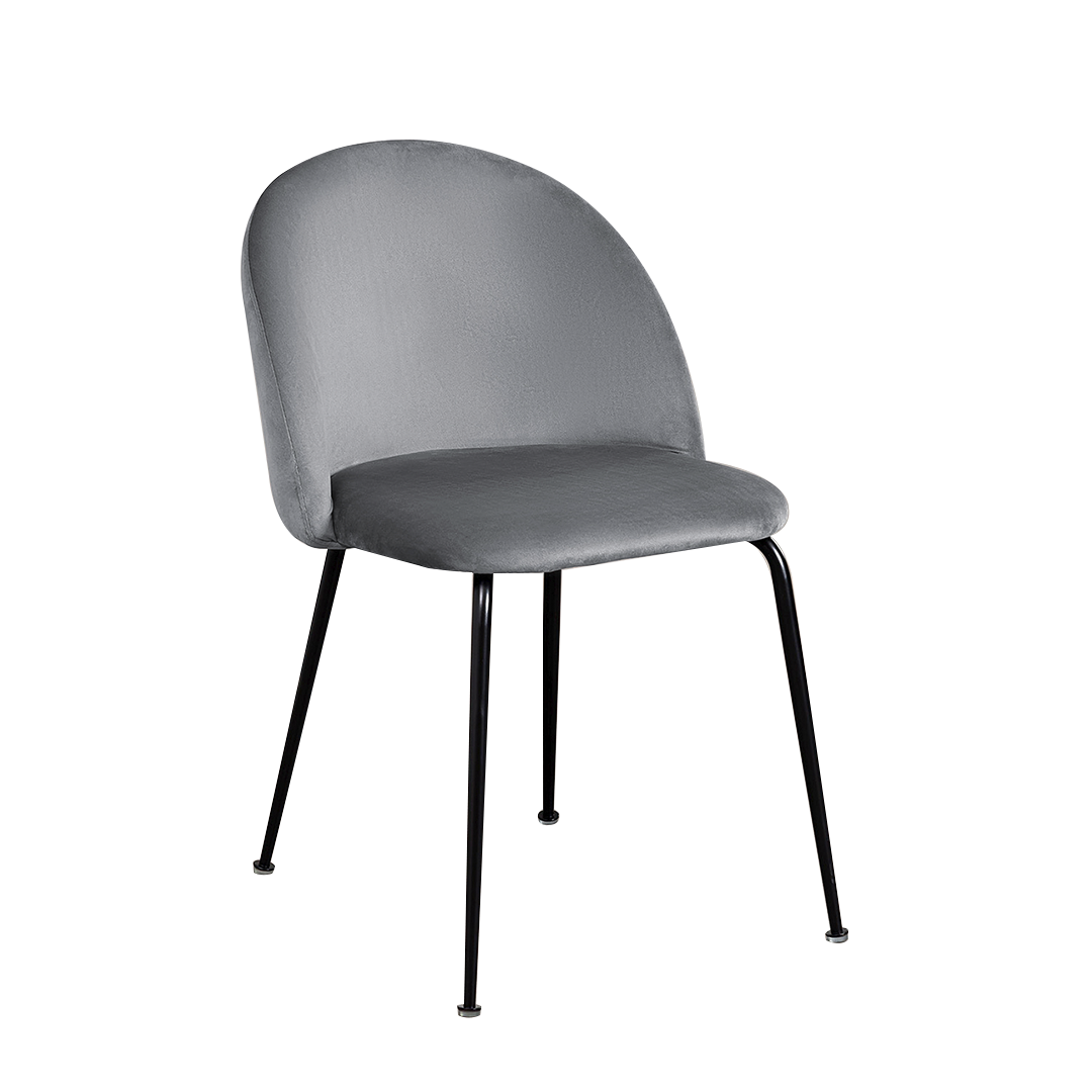 Pack 4 Sillas De Comedor Sora Tapiz Velvet Gris Patas Negras-0