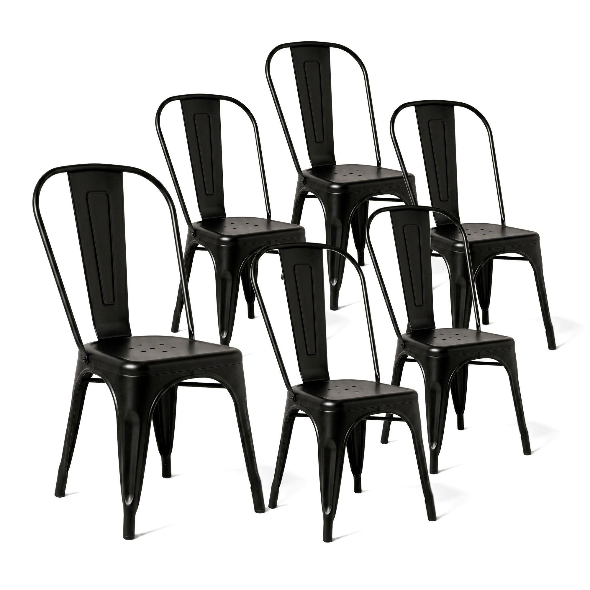 Pack 6 Sillas Comedor Terraza Restaurante Apilables Metal Industrial Tolix Negras-0