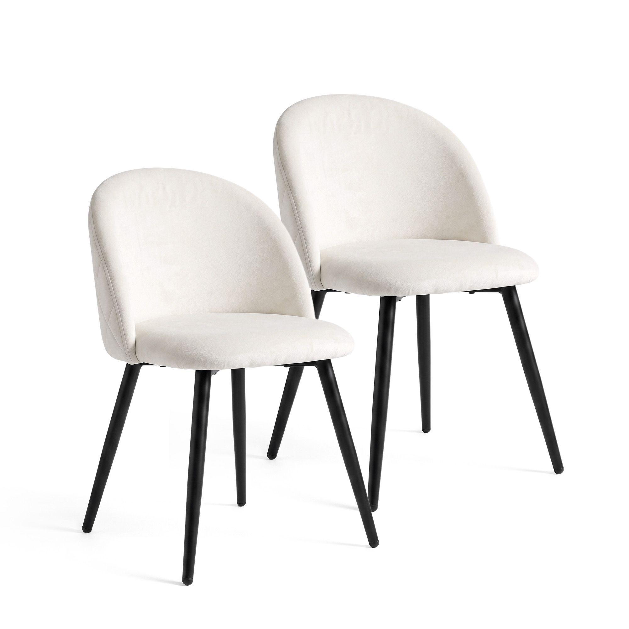 Pack 2 Sillas de Comedor Tapizadas Acolchadas Metal Modernas Sora Felpa Beige-0