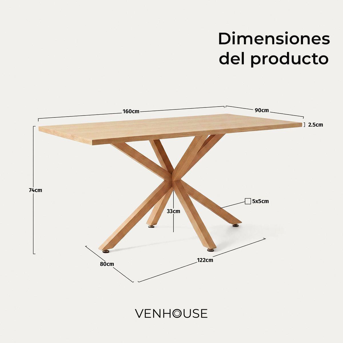 Mesa Comedor Argo Rectangular 160cm Venhoouse Natural-2