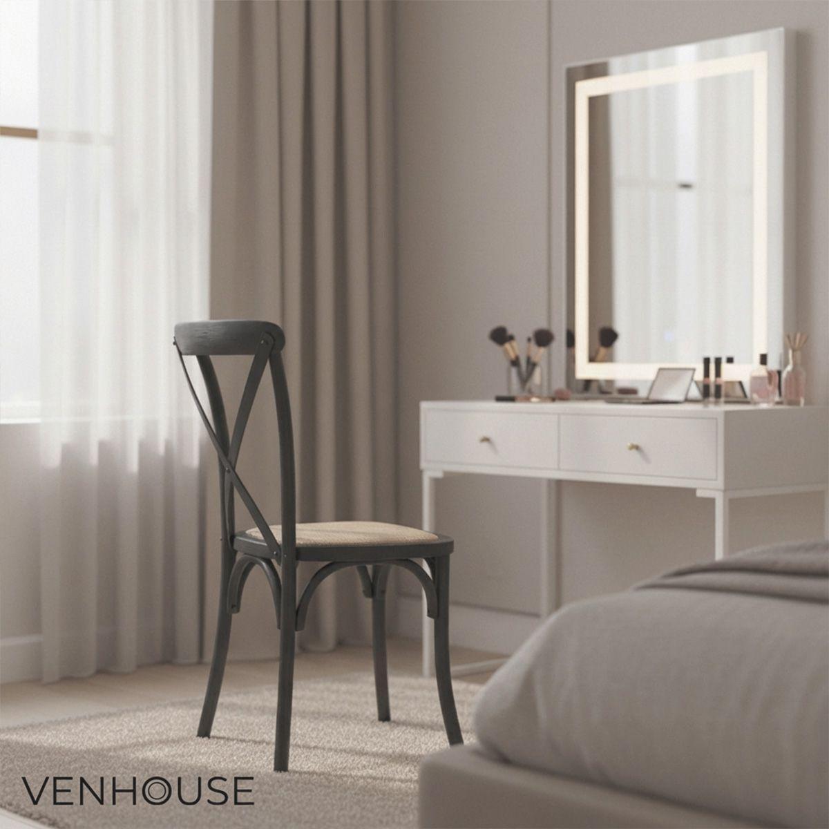 Pack 4 Sillas Crossback Rattan Madera Negra Venhoouse-6