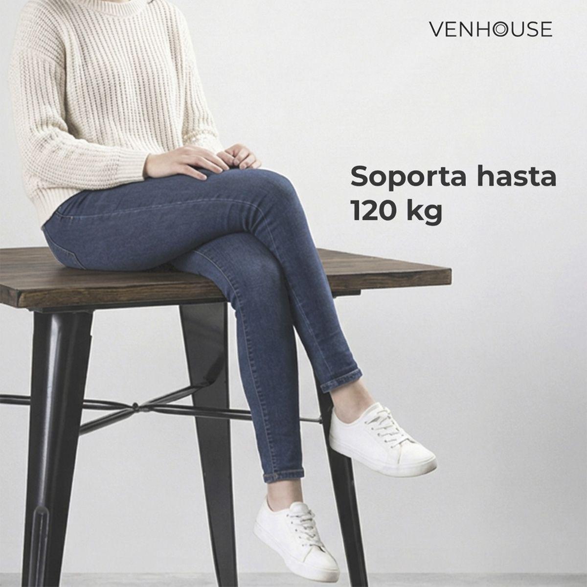 Juego De Comedor Tolix 4 Sillas Cuadrado 80cm Venhoouse Madera Oscura-2