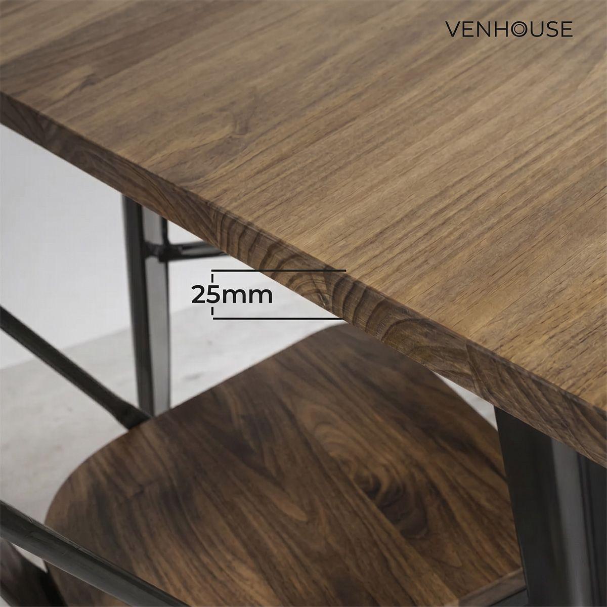 Juego De Comedor Tolix 4 Sillas Cuadrado 80cm Venhoouse Madera Oscura-4