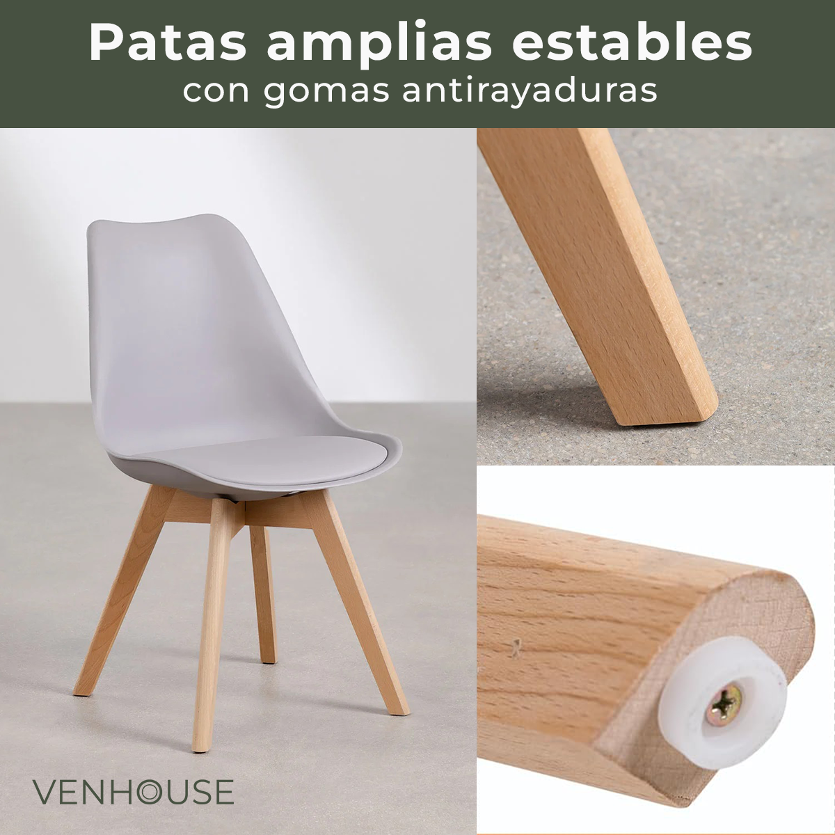 Silla Eames Acolchada Tulip Gris-3