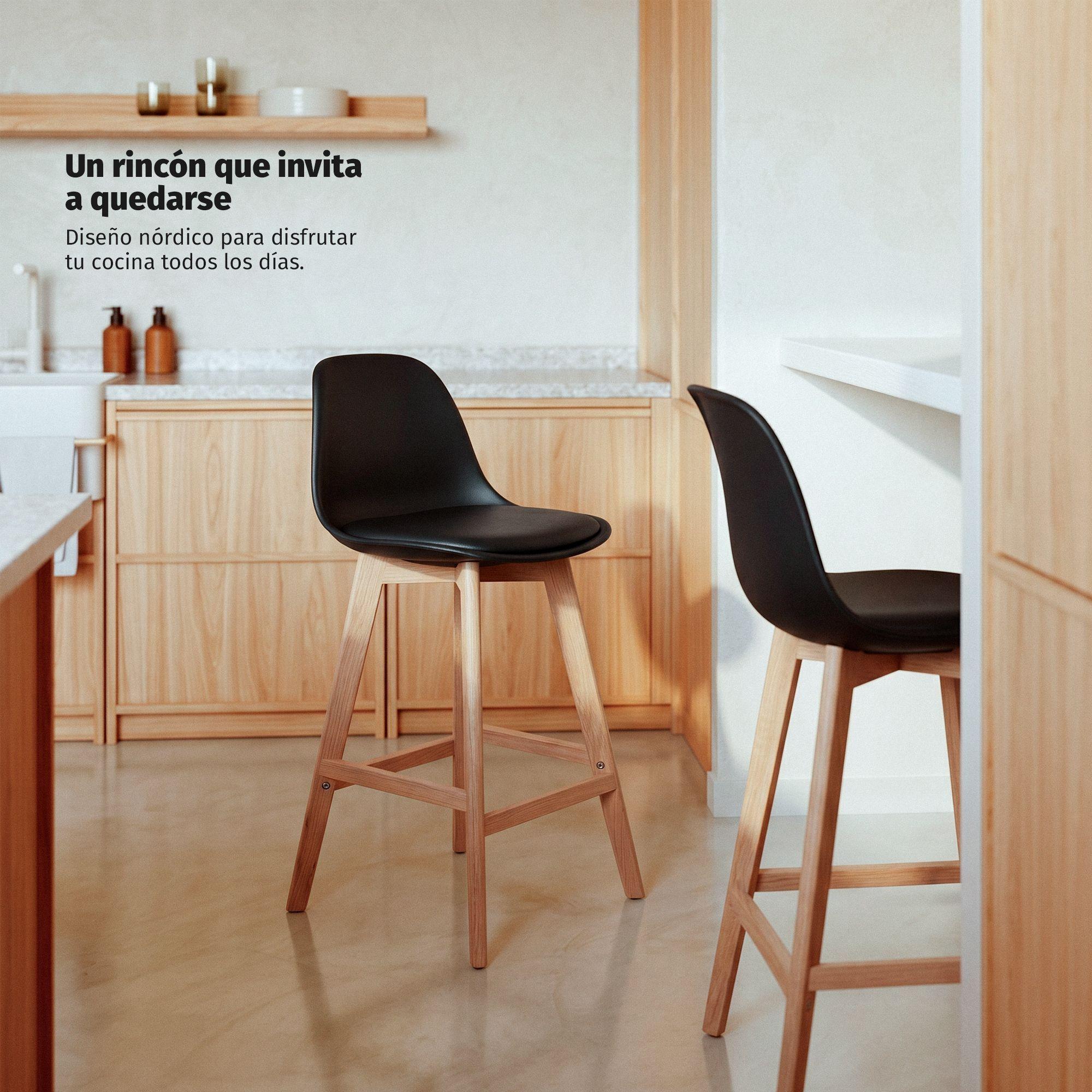 Taburete Piso Bar Acolchado Altura 65cm Eames Tulip Negro-1