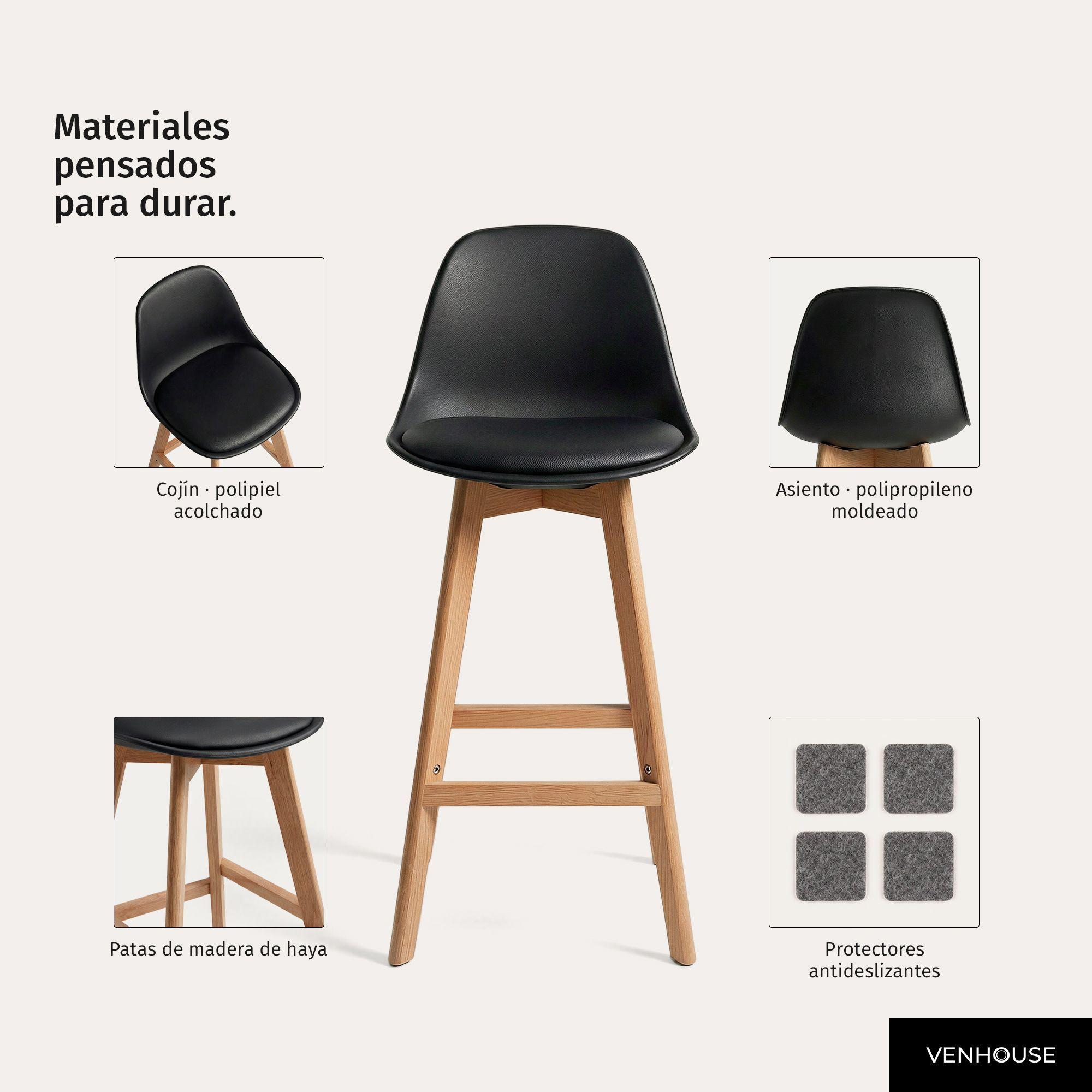 Taburete Piso Bar Acolchado Altura 65cm Eames Tulip Negro-4
