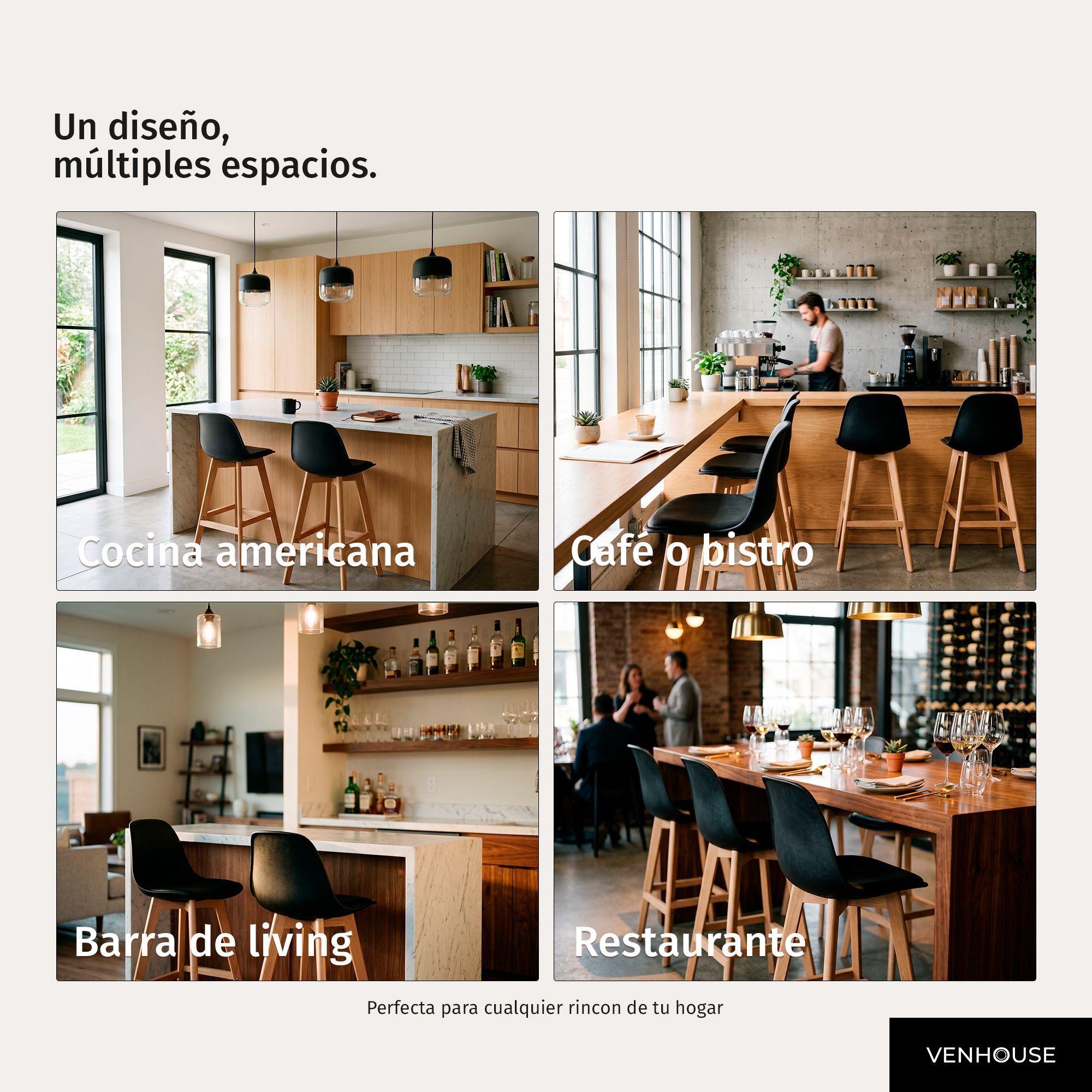 Taburete Piso Bar Acolchado Altura 65cm Eames Tulip Negro-5