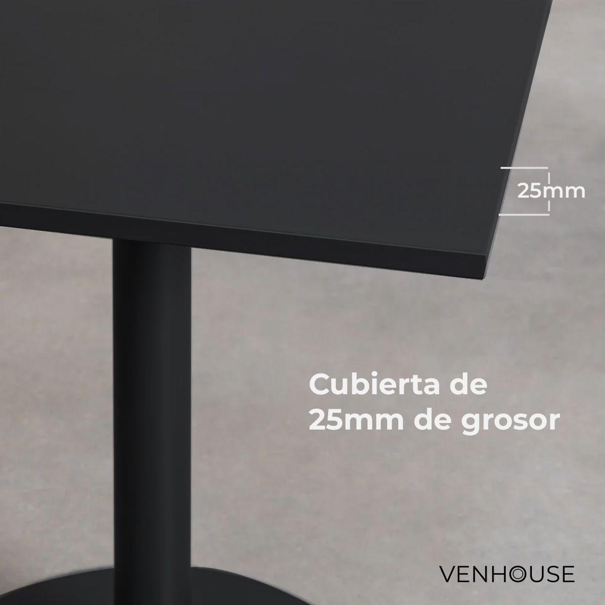 Mesa Restaurante Cafetería 70x70x74cm De Hierro Venhoouse Negra-3