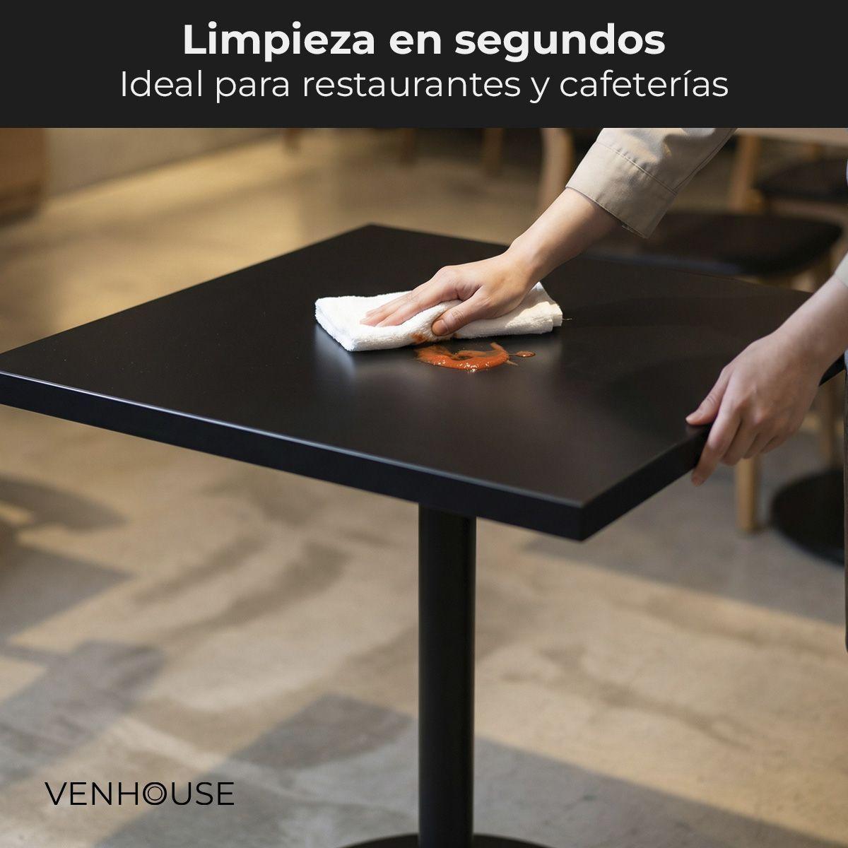 Mesa Restaurante Cafetería 70x70x74cm De Hierro Venhoouse Negra-4