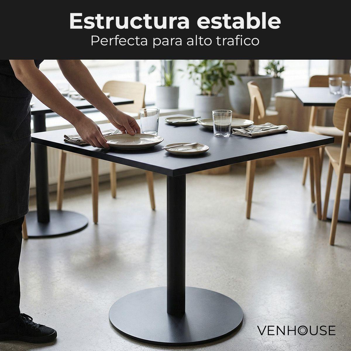 Mesa Restaurante Cafetería 70x70x74cm De Hierro Venhoouse Negra-5