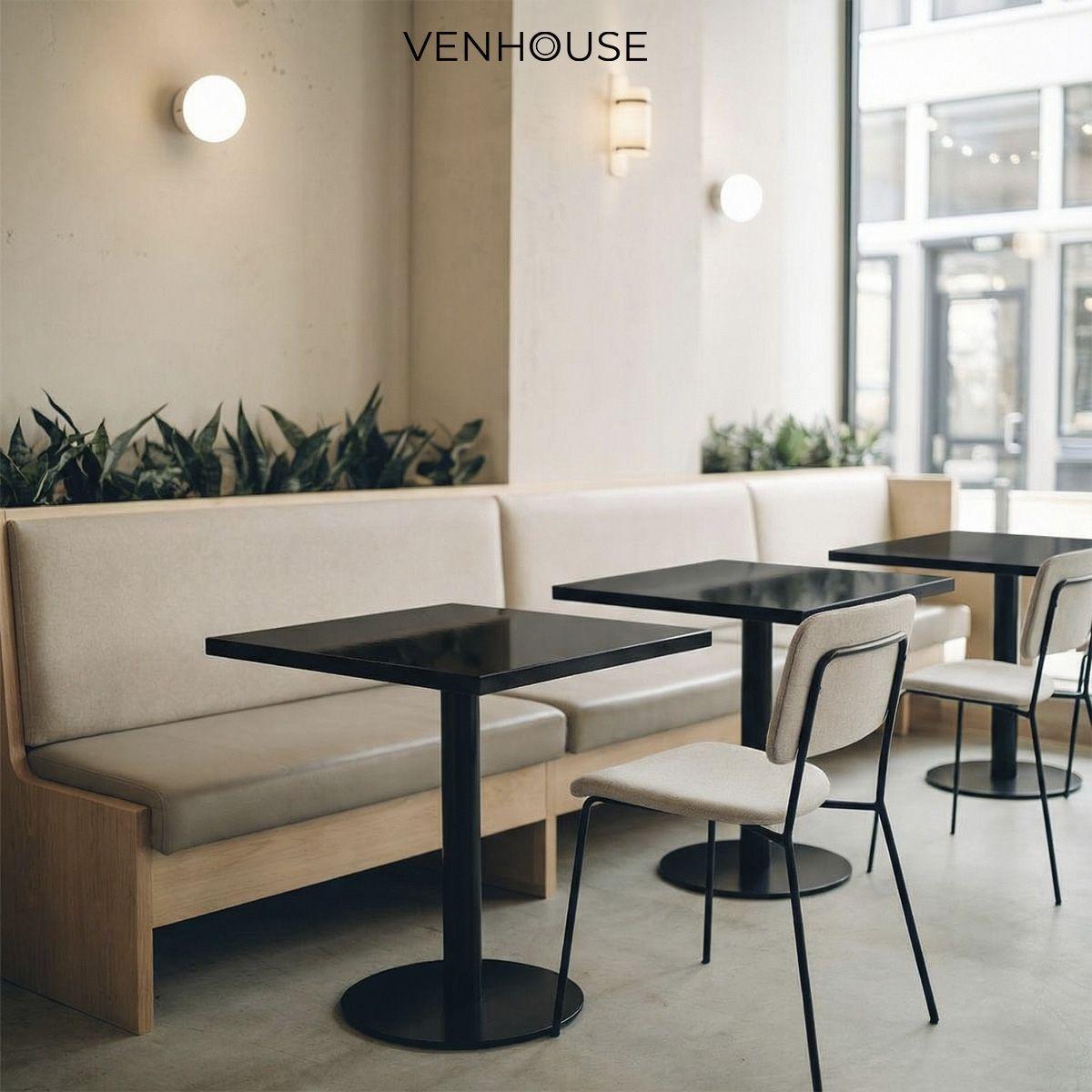 Mesa Restaurante Cafetería 70x70x74cm De Hierro Venhoouse Negra-6