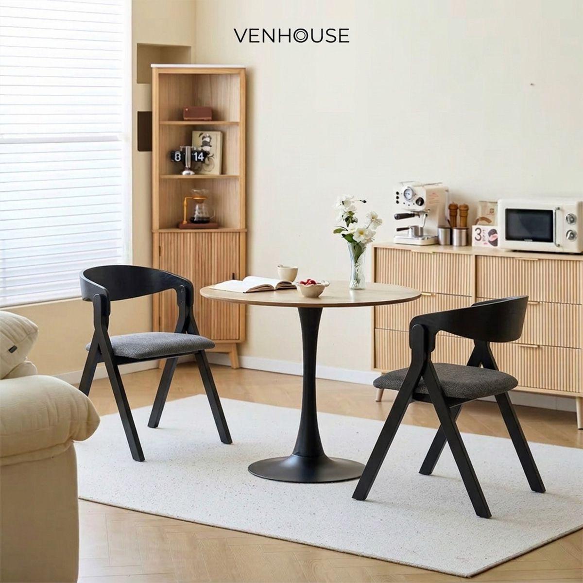 Pack 4 Sillas Comedor Madera Tapiz Chenilla Margot Venhoouse Negra-7