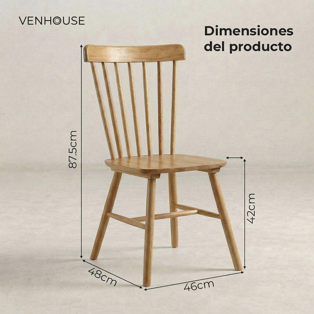 Silla De Comedor Windsor Madera Natural Venhoouse-3