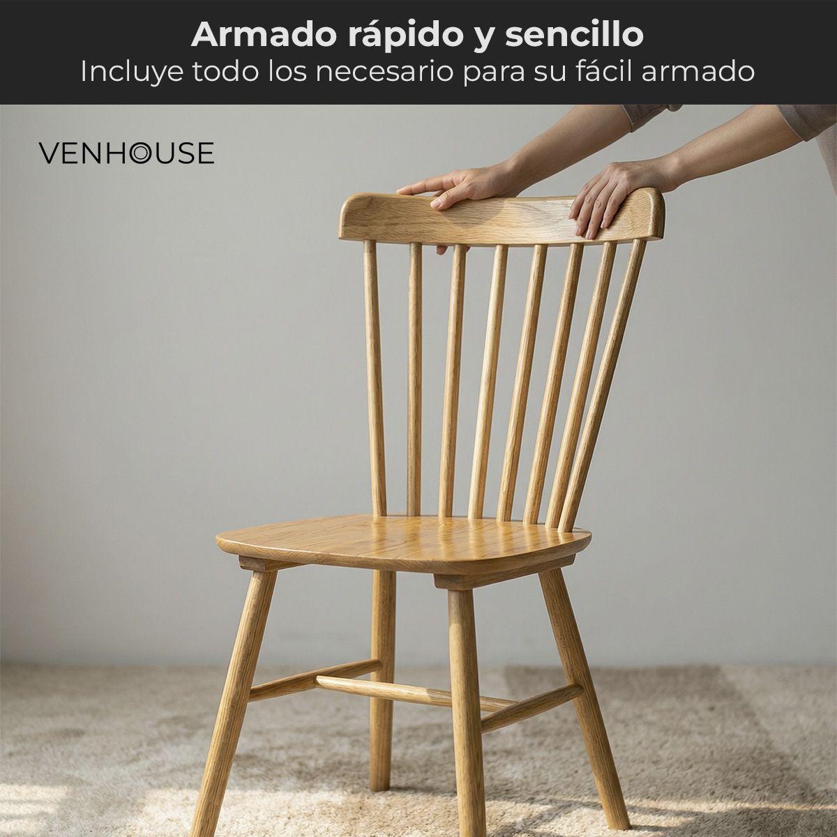 Silla De Comedor Windsor Madera Natural Venhoouse-4