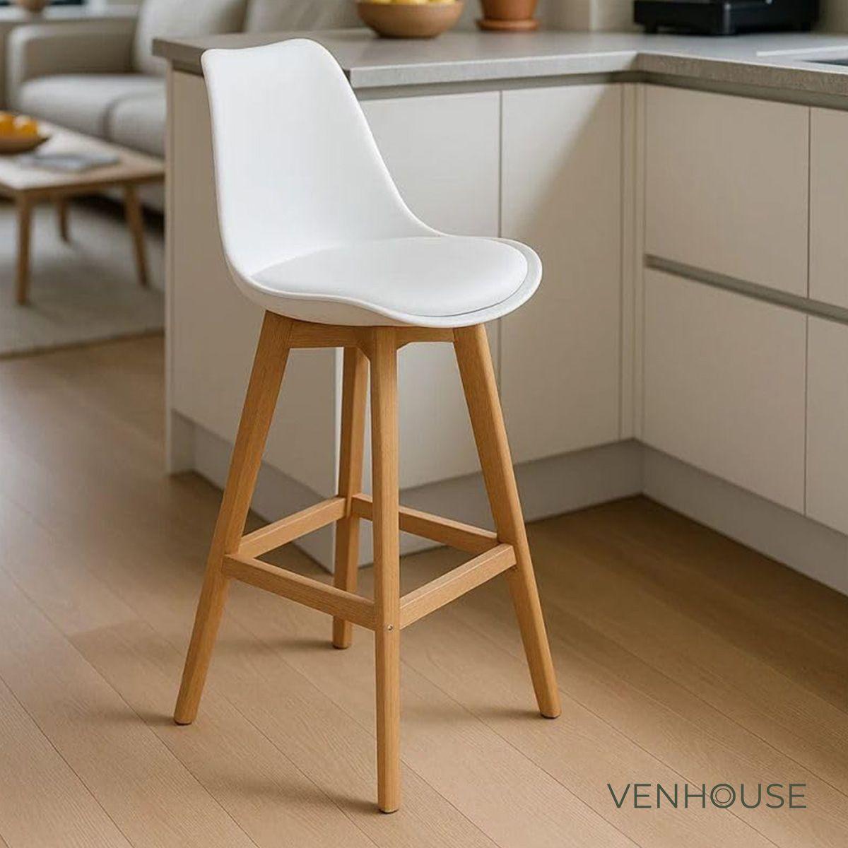 Pack 4 Taburetes Piso Bar Acolchado Altura 65cm Eames Tulip Blanco-7