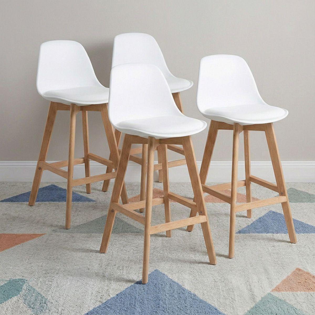 Pack 4 Taburetes Piso Bar Acolchado Altura 65cm Eames Tulip Blanco-0