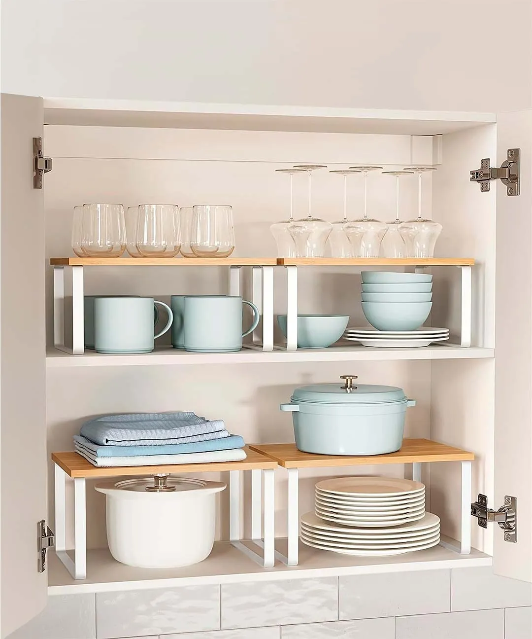 Organizador De 2 Repisas Estante De Vajilla Y Loza Apilable -3